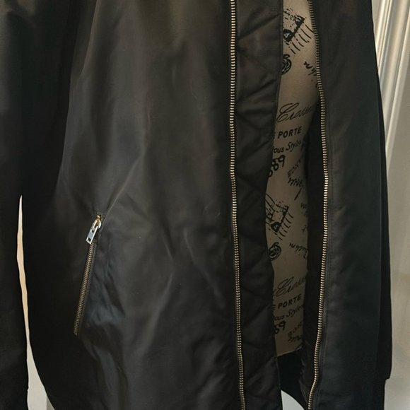 Wilfred Free Black Oversized Long Bomber Jacket - Picture 4 of 8